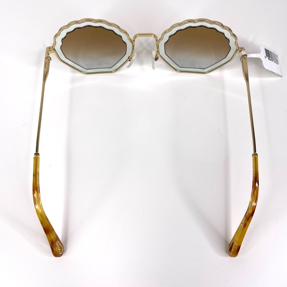 CHLOE Boho Geometric Sunglasses NEW Gradient Burnt Gold Azure